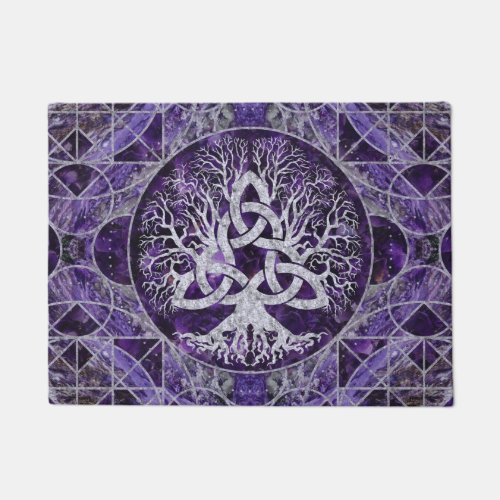 Tree of life with Triquetra Amethyst and silver Doormat