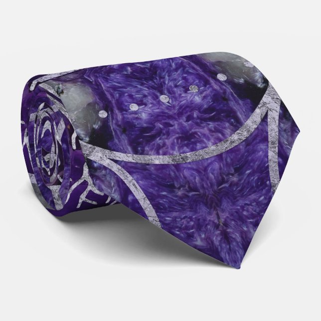 Tree of life with Triquetra Amethyst and silver Neck Tie (Rolled)