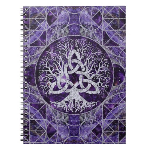 Tree of life with Triquetra Amethyst and silver Notebook