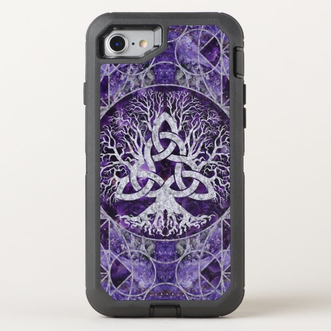 Tree of life with Triquetra Amethyst and silver Otterbox iPhone Case (Back)