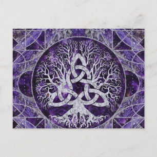 Tree of life with Triquetra Amethyst and silver Postcard