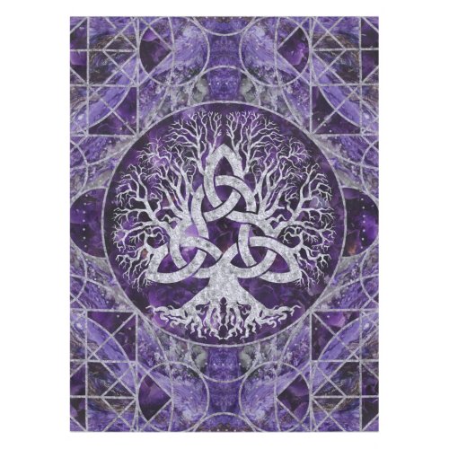 Tree of life with Triquetra Amethyst and silver Tablecloth