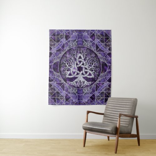 Tree of life with Triquetra Amethyst and silver Tapestry