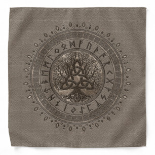 Tree of life with Triquetra Beige Leather and gold Bandana