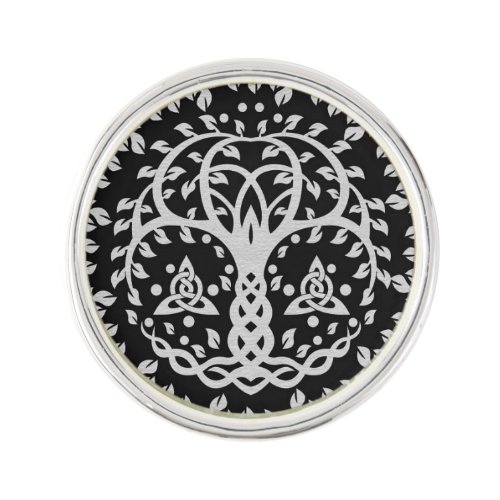 Tree of life with Triquetra Grayscale Lapel Pin