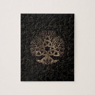 Tree of life with Triquetra on Futhark pattern Jigsaw Puzzle