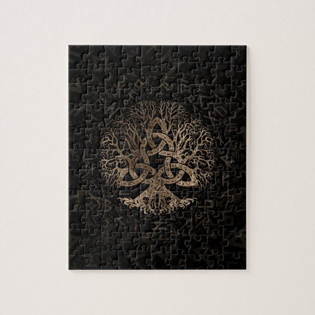 Tree of life with Triquetra on Futhark pattern Jigsaw Puzzle (Vertical)