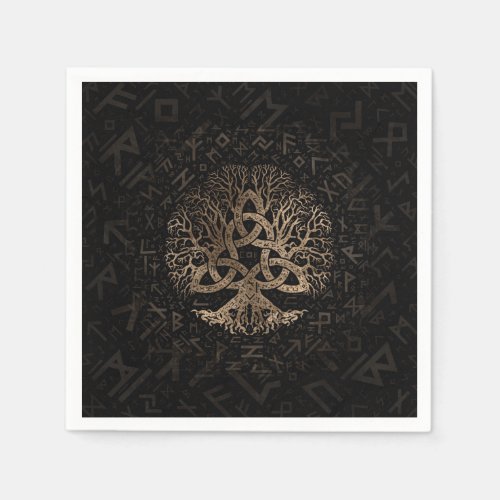 Tree of life with Triquetra on Futhark pattern Napkins
