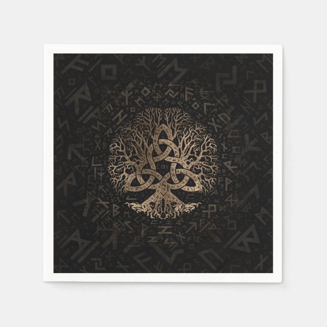 Tree of life with Triquetra on Futhark pattern Napkins (Front)