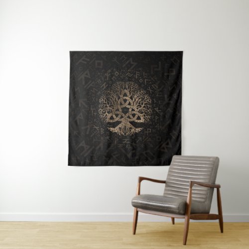 Tree of life with Triquetra on Futhark pattern Tapestry