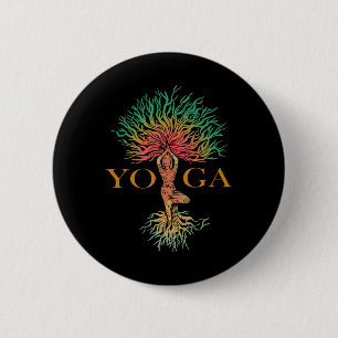 Tree Of Life With Woman Yoga Chakra Haka Yoga Button