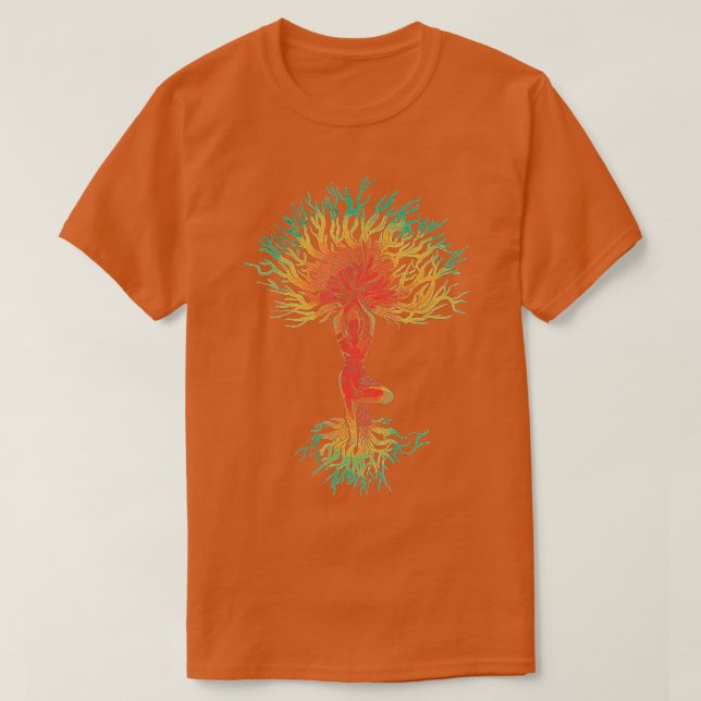 Tree of Life with Woman Yoga Tee Chakra Haka Yoga  (Design Front)