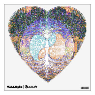 Tree of life with ying yang and heart symbol wall sticker