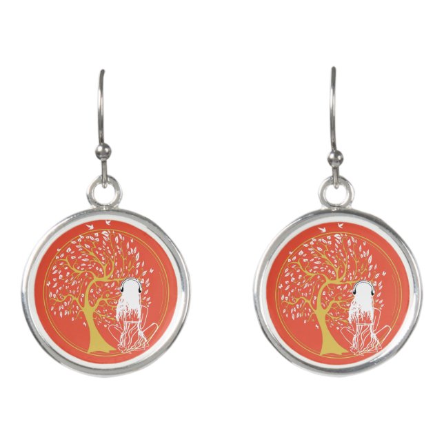 tree of life woman on meditation   earrings (Front)