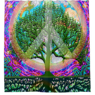 Tree of Life World Peace Rainbows Shower Curtain