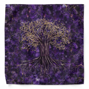Tree of life -Yggdrasil Amethyst and Gold Bandana