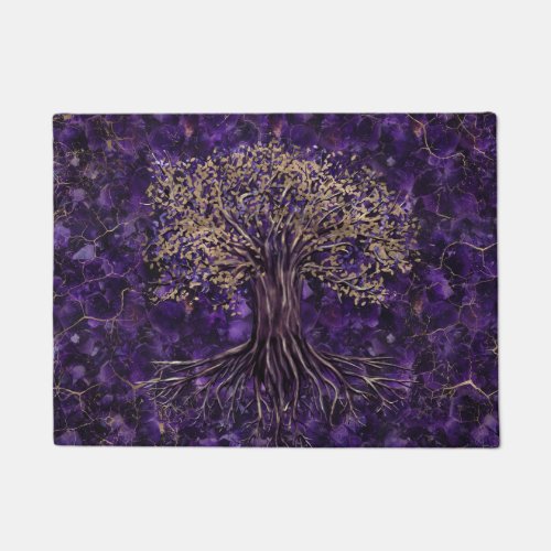 Tree of life _Yggdrasil Amethyst and Gold Doormat