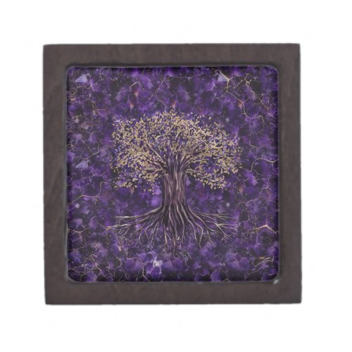 Tree of life _Yggdrasil Amethyst and Gold Gift Box