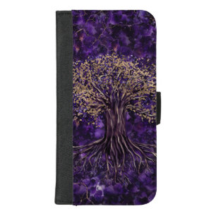 Tree of life -Yggdrasil Amethyst and Gold iPhone 8/7 Plus Wallet Case
