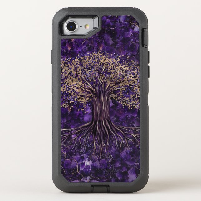 Tree of life -Yggdrasil Amethyst and Gold Otterbox iPhone Case (Back)