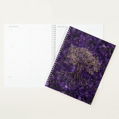 Tree of life _Yggdrasil Amethyst and Gold Planner