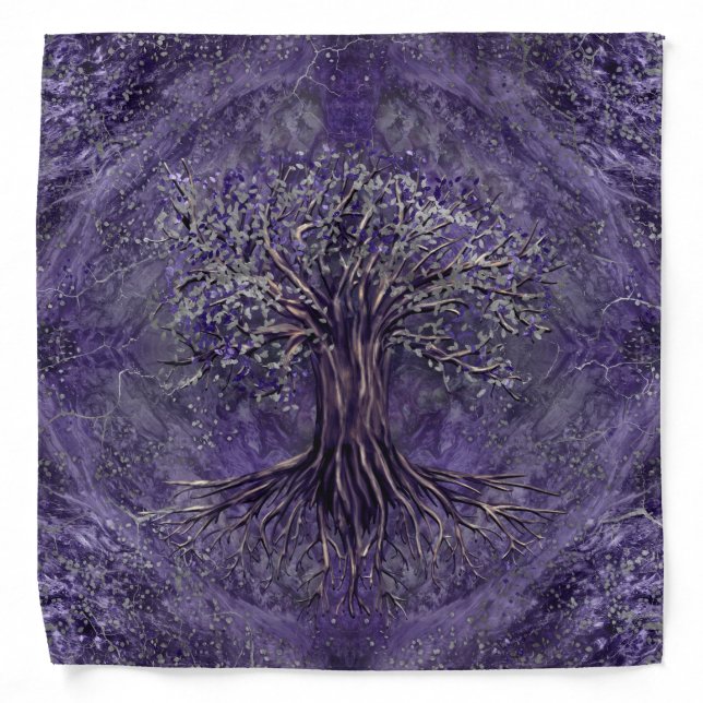 Tree of life -Yggdrasil Amethyst and silver Bandana (Front)