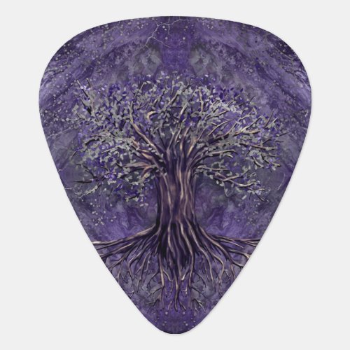 Tree of life _Yggdrasil Amethyst and silver Guitar Pick