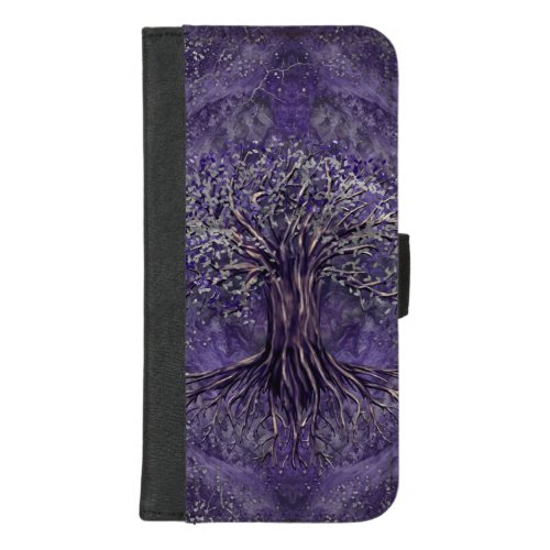 Tree of life _Yggdrasil Amethyst and silver iPhone 87 Plus Wallet Case