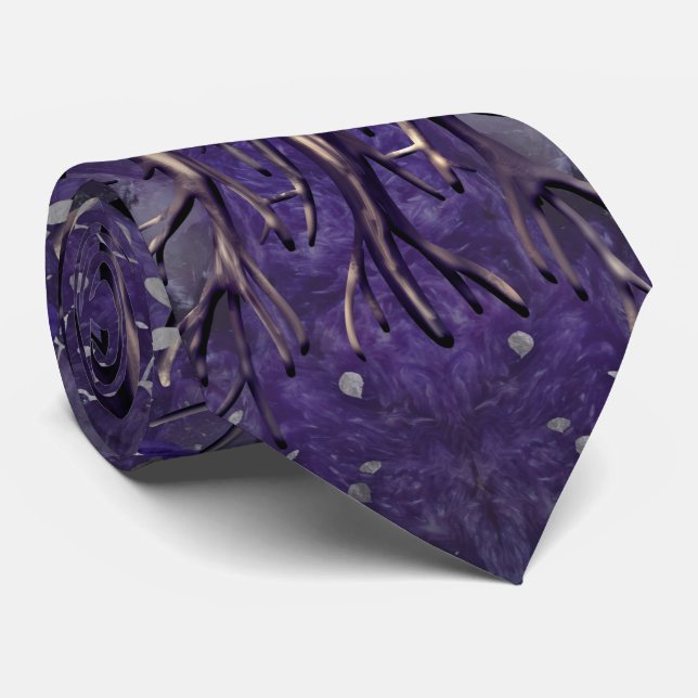 Tree of life -Yggdrasil Amethyst and silver Neck Tie (Rolled)