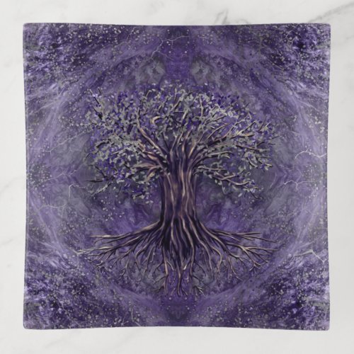 Tree of life _Yggdrasil Amethyst and silver Trinket Tray