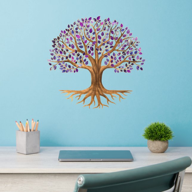 Tree of life - Yggdrasil -amethyst leaves Wall Decal (Home Office 2)