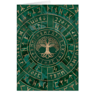 Tree of life -Yggdrasil and Futhark - Malachite Cards