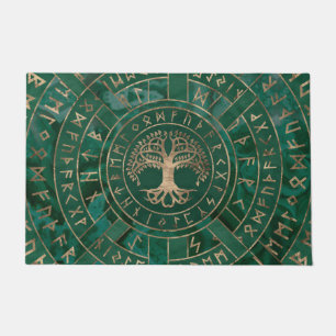 Tree of life -Yggdrasil and Futhark - Malachite Doormat