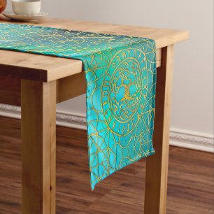 Tree of life -Yggdrasil and Runes alphabet Short Table Runner