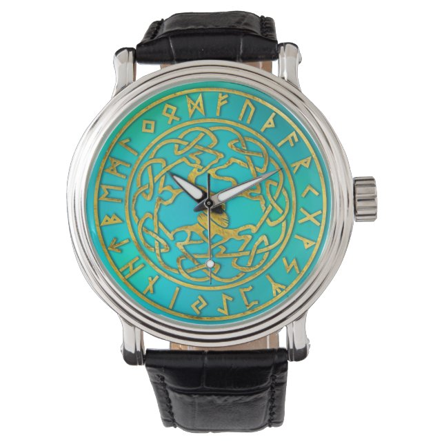 Tree of life  -Yggdrasil and  Runes alphabet Watch (Front)
