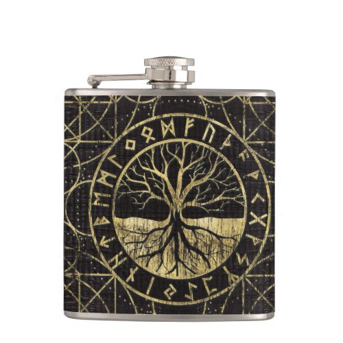 Tree of life  _Yggdrasil and  Runes Flask
