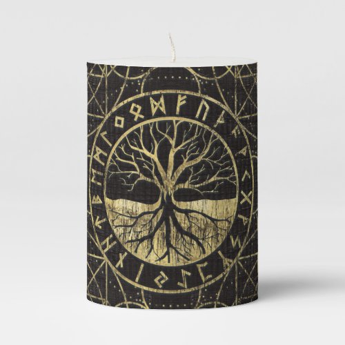 Tree of life  _Yggdrasil and  Runes Pillar Candle