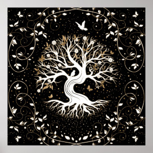 black and white tree of life