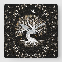 Tree of Life - Yggdrasil - black white and gold