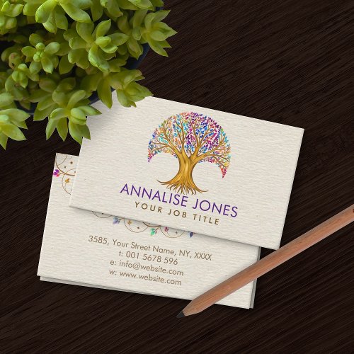  Tree of life _ Yggdrasil _ Colorful Leaves  Business Card