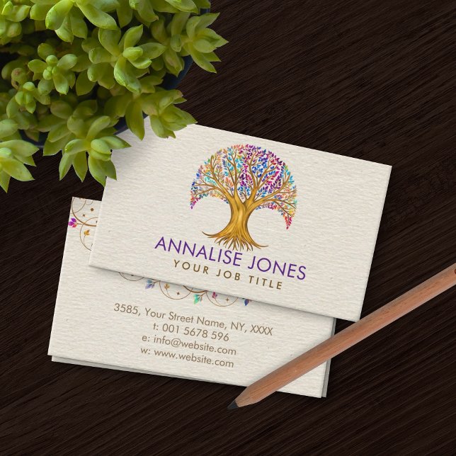  Tree of life - Yggdrasil - Colorful Leaves  Business Card (Creator Uploaded)