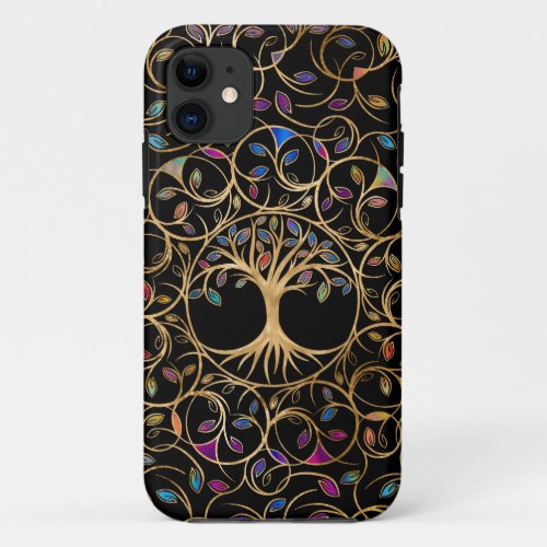 Tree of life _ Yggdrasil _ colorful leaves iPhone 11 Case