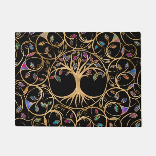 Tree of life _ Yggdrasil _ colorful leaves Doormat