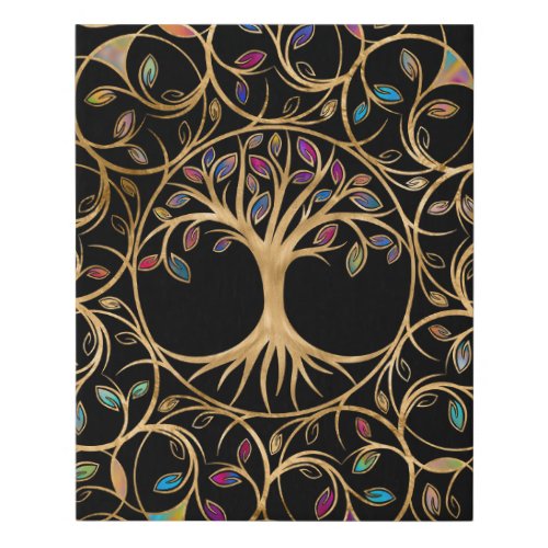 Tree of life _ Yggdrasil _ colorful leaves Faux Canvas Print