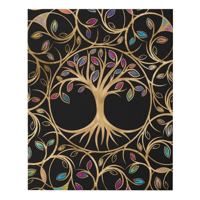 Tree of life - Yggdrasil - colorful leaves Faux Canvas Print (Front)