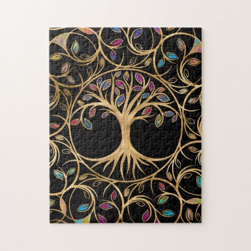 Tree of life _ Yggdrasil _ colorful leaves Jigsaw Puzzle