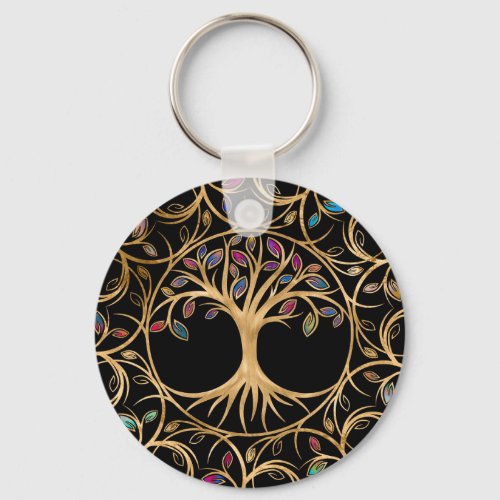 Tree of life _ Yggdrasil _ colorful leaves Keychain