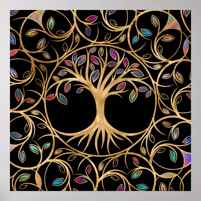 Tree of life - Yggdrasil - colorful leaves Poster (Front)