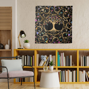 Tree of life - Yggdrasil - colorful leaves Tapestry