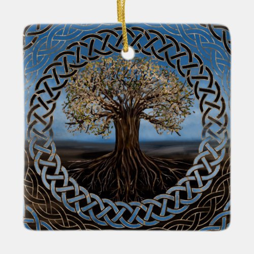 Tree of life _Yggdrasil drawing Ceramic Ornament